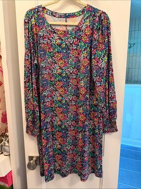Lilly Pulitzer Multicolor Floral Shift Dress - Navy, hot Pink, Green, Blue